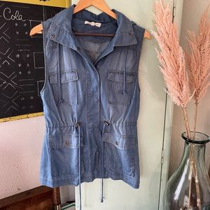Love Tree Denim Vest, size Medium, Drawstring Waist